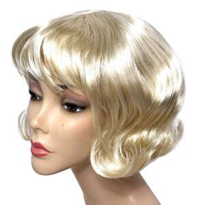 Pony Express Short Blonde 60’s Flip Wig w/ Bangs New Old Stock Y2K NWT